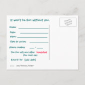 子供のパーティースリープ招待状 インビテーションポストカード (裏面)