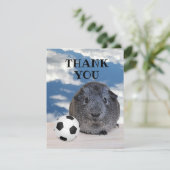 子供のパーティー 黒白 モルモット サッカー ボール サンキューカード (スタンド正面)