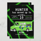 子供のビデオゲームトラック誕生日 招待状 (正面/裏面)