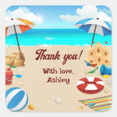 子供のビーチ誕生会 スクエアシール (正面)