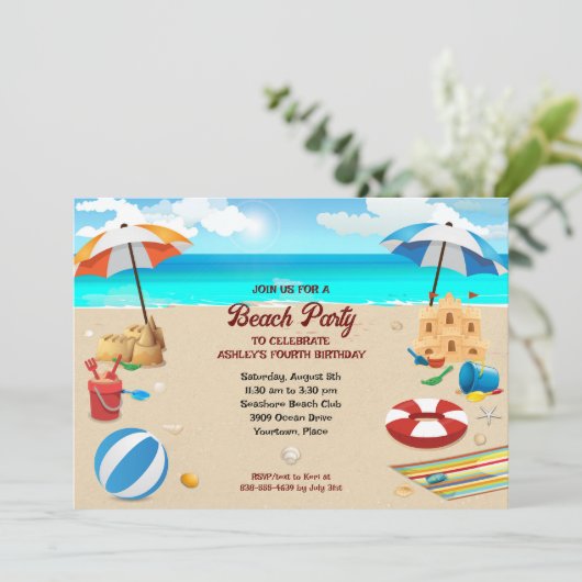 子供のビーチ誕生会 招待状 (スタンド正面)
