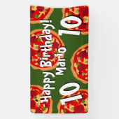 子供のピザ誕生日パーティー歓迎バナーの看板 横断幕 (縦)