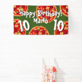 子供のピザ誕生日パーティー歓迎バナーの看板 横断幕 (インサイチュ)