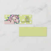 子供のピンクのユニコーンの細いプロフィールカード スキニー名刺 (正面/裏面)