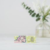 子供のピンクのユニコーンの細いプロフィールカード スキニー名刺 (スタンド正面)