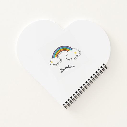 子供のピンクのユニコーンレインボースターハート型 ノートブック (裏面)