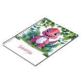 子供のピンクの恐竜アドベンチャーノート ノートブック (左側)