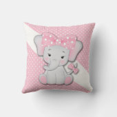 子供のピンクの白い灰色の漫画の象 クッション (裏面)
