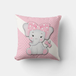 子供のピンクの白い灰色の漫画の象 クッション