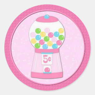 子供のピンクのBubblegum機械ステッカー ラウンドシール