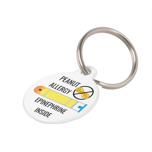 子供のピーナッツアレルギーエピネフリン緊急時 ペット ネームタグ (側面)