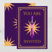 子供のファンタジー戦士パーティー招待状 招待状 (正面/裏面)