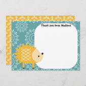 子供のフラットパネルのサンキューカードのハリネズミ サンキューカード (正面/裏面)