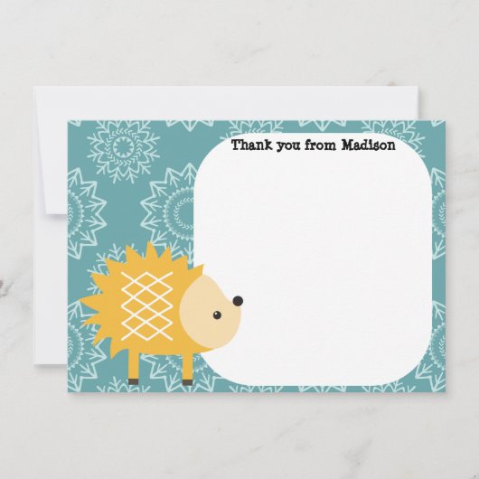 子供のフラットパネルのサンキューカードのハリネズミ サンキューカード (正面)