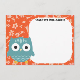 子供のフラットパネルのサンキューカードの青のフクロウ サンキューカード