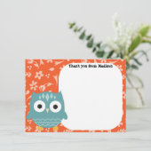 子供のフラットパネルのサンキューカードの青のフクロウ サンキューカード (スタンド正面)