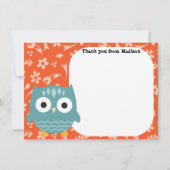 子供のフラットパネルのサンキューカードの青のフクロウ サンキューカード (正面)
