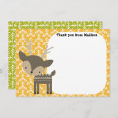 子供のフラットパネルサンキューカード茶色の鹿 サンキューカード (正面/裏面)