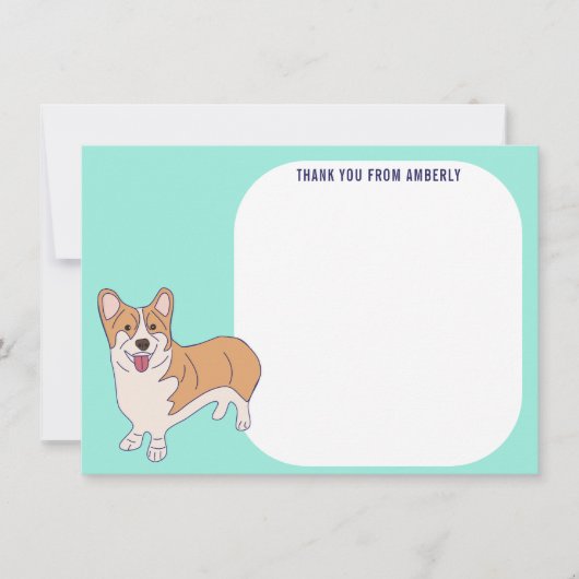 子供のフラットパネルCorgi Thank You サンキューカード (正面)