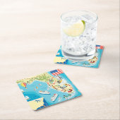 子供のフロリダのかわいい地図 スクエアペーパーコースター (インサイチュ)