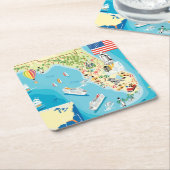 子供のフロリダのかわいい地図 スクエアペーパーコースター (アングル)