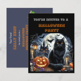 子供のブラックハロウィンコスチュームパーティー招待状