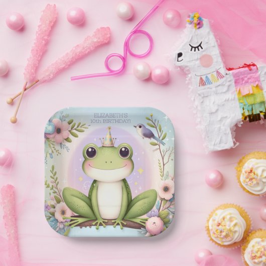 子供のプリンセスカエルかわいい誕生日パーティー ペーパープレート (パーティー)