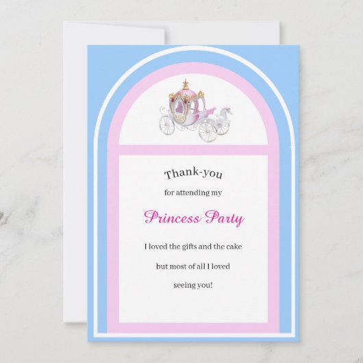 子供のプリンセス誕生日パーティーのフラットな感謝カード サンキューカード (正面)