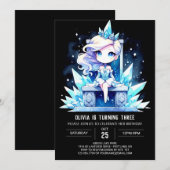 子供のプリンセス誕生日 招待状 (正面/裏面)