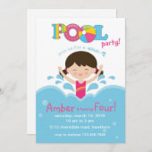 子供のプールのパーティの招待状/プールの招待状 招待状 (正面/裏面)