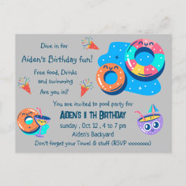 子供のプールパーティーの誕生日 ポストカード