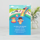 子供のプールパーティー招待状 招待状 (スタンド正面)