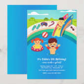 子供のプールパーティー招待状 招待状 (正面/裏面)