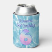 子供のプールパーティー サマー 6歳の誕生日 缶クーラー (缶正面)