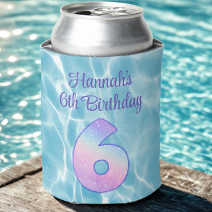 子供のプールパーティー サマー 6歳の誕生日 缶クーラー