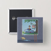 子供のプールボタンの少年 缶バッジ (正面&裏面)