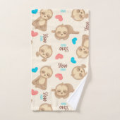 子供のベビーのかわいく愛らしいブラウンの怠惰 バスタオルセット (ハンドタオル)