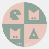 子供のベビー4文字の名前ラベルラベルシール ラウンドシール (正面)