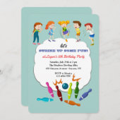 子供のボーリングパーティー 招待状 (正面/裏面)