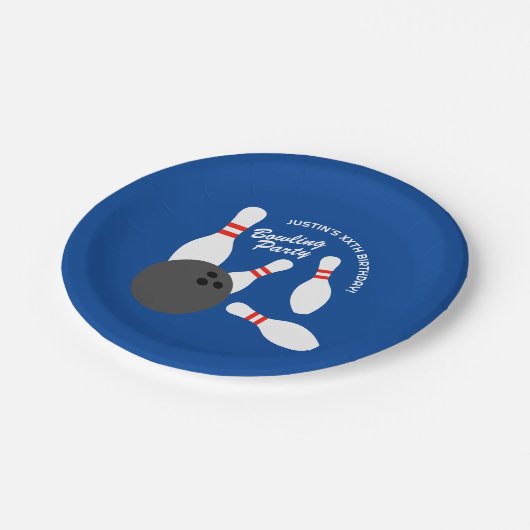 子供のボーリング誕生日パーティーテーマ紙プレート ペーパープレート (アングル)