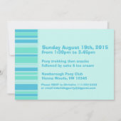 子供のポニー・トレッキング 8歳の誕生日 水の誕生日お誘い 招待状 (裏面)