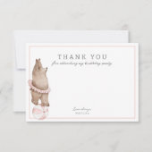 子供のモダンなクマサーカス | 女の子の誕生日パーティー サンキューカード (正面)