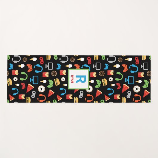 子供のモノグラムのなビデオゲームの技術のパーティーのゲーマー ヨガマット (正面(横))