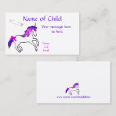 子供のユニコーンのプロフィールカード 名刺 (正面/裏面)