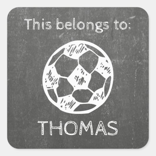 子供のラベル – サッカーボード | 防水 スクエアシール (正面)