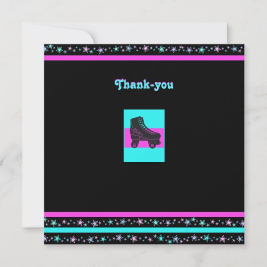 子供のレトロなローラースケートパーティーお礼カード サンキューカード (正面)