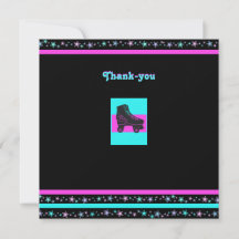 子供のレトロなローラースケートパーティーお礼カード