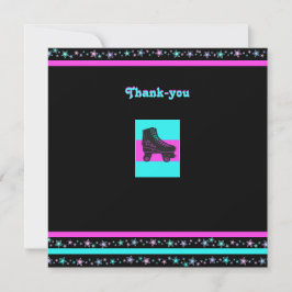 子供のレトロなローラースケートパーティーお礼カード サンキューカード