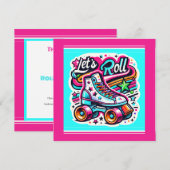 子供のレトロなローラースケートパーティー感謝カード サンキューカード (正面/裏面)