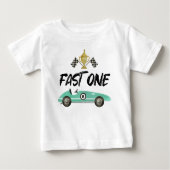 子供のレーシングカーデビュー1歳 ベビーTシャツ (正面)